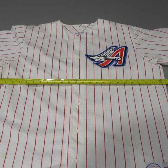 VINTAGE RARE MAJESTIC ANAHEIM ANGELS PINSTRIPE BASEBALL JERSEY IN SIZE L - Picture 2 of 10